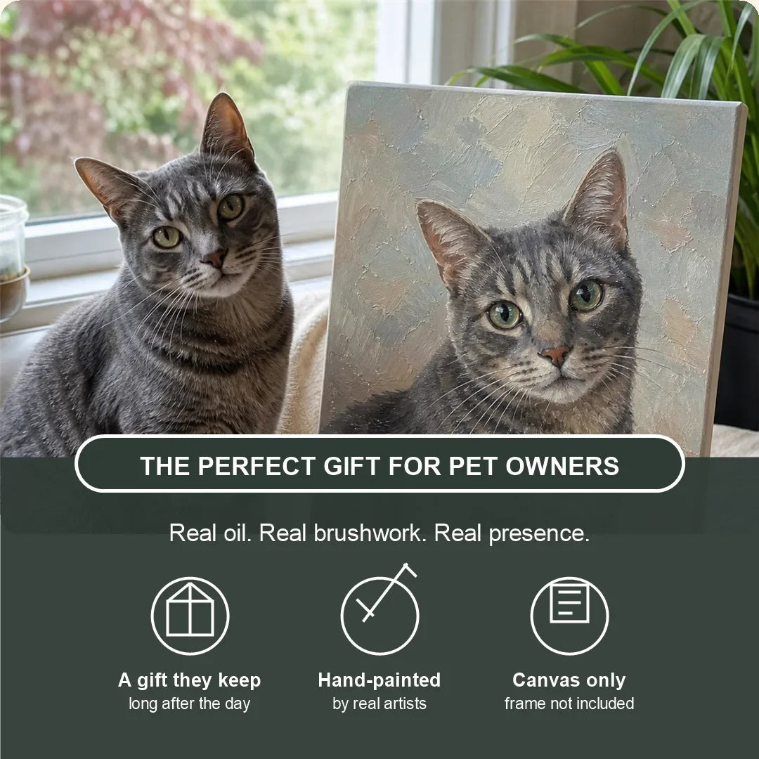 Custom hand-painted pet oil portrait gift for pet owners