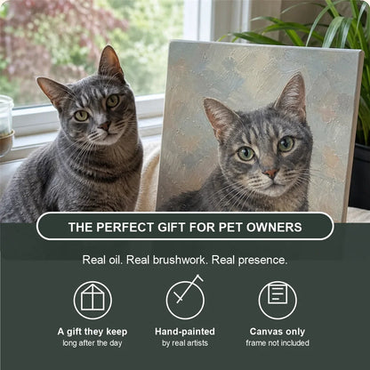 Custom hand-painted pet oil portrait gift for pet owners