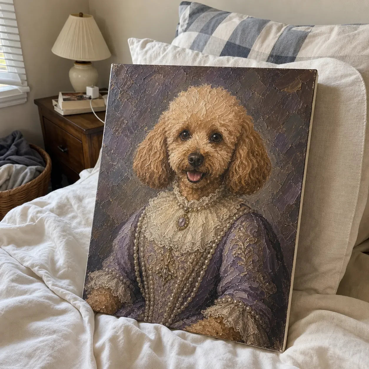 Royal poodle duchess pet oil portrait painted from a customer photo